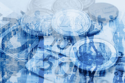 Grafik mit Euro-Münzen und Euro-Scheinen