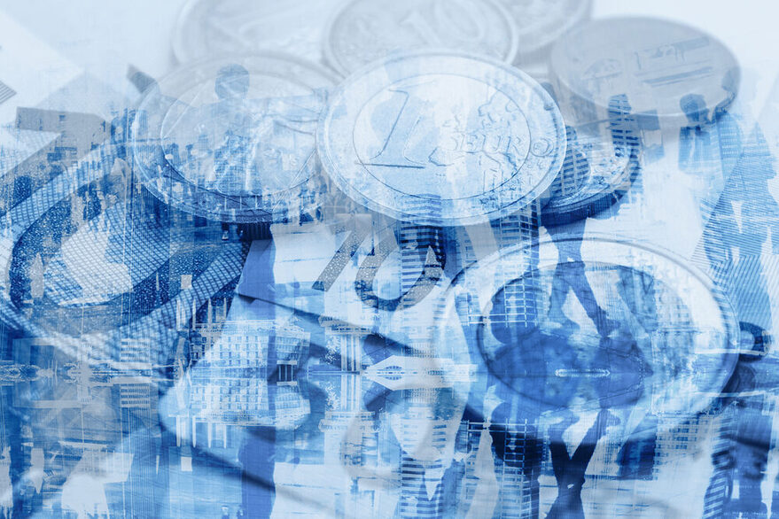 Grafik mit Euro-Münzen und Euro-Scheinen