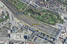 Aerial view of the track apron, area A2 is highlighted.