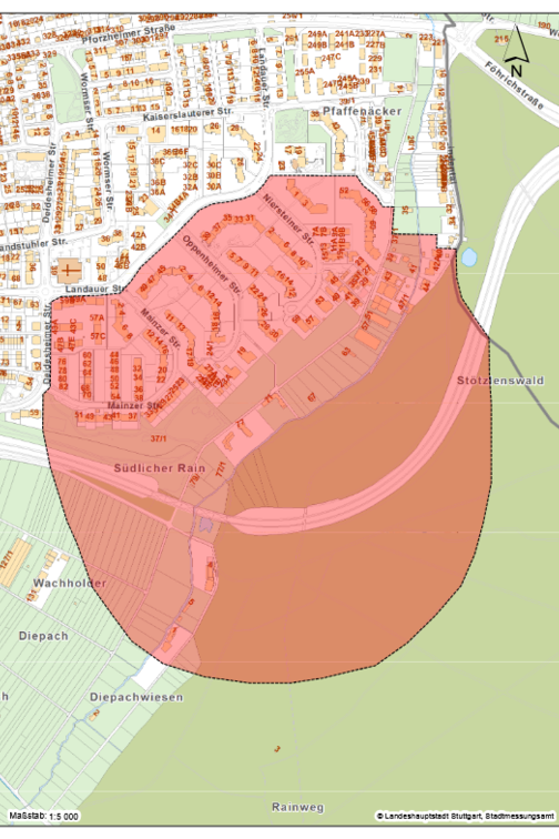 Plan des Sicherheitsbereichs für die Entschärfung des Blindgängers im Lindental am 19. Oktober 2025.