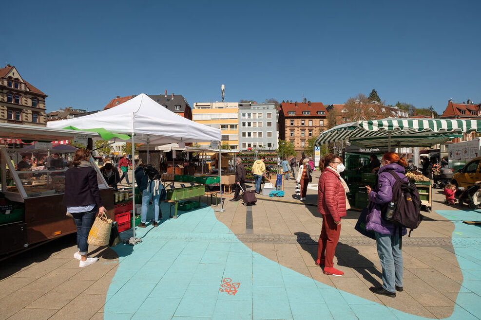 Der Biowochenmarkt auf dem Stuttgarter Marienplatz