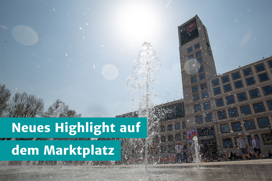 Neues Highlight auf dem Marktplatz: Fontänenfeld vor dem Stuttgarter Rathaus wird eingeweiht