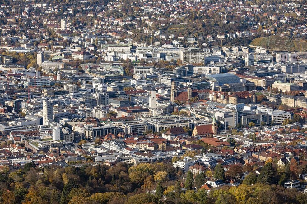 Blick auf die Innenstadt von Stuttgart.