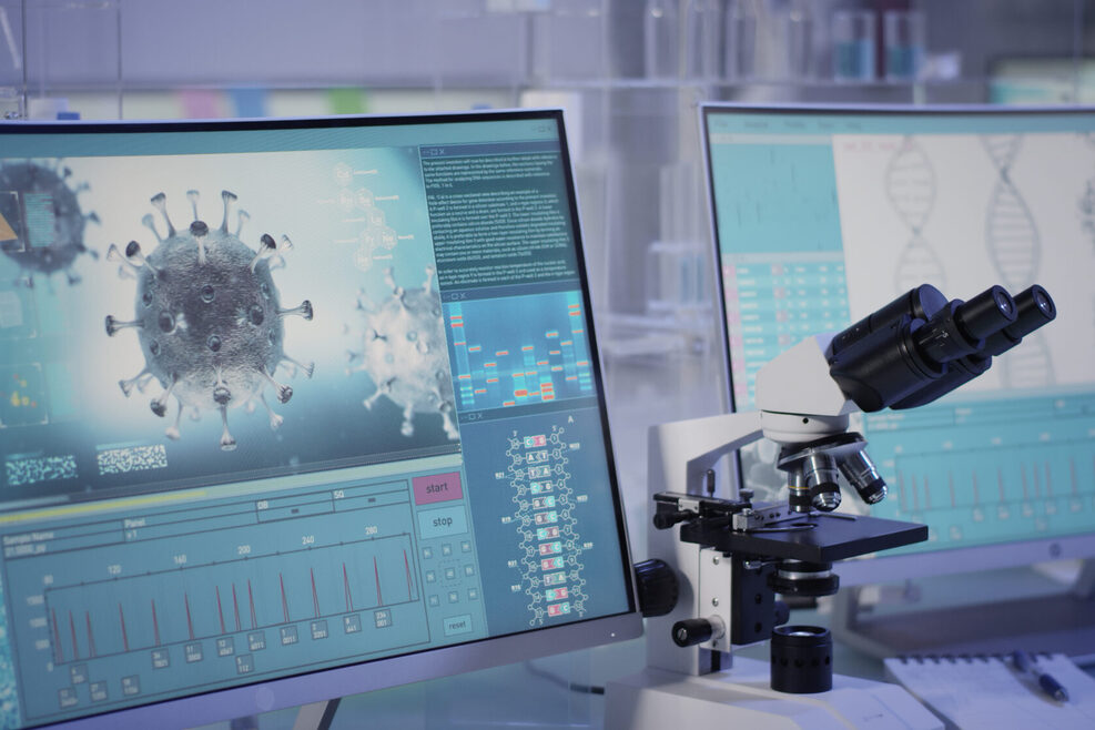 Futuristic laboratory equipment - fighting with coronavirus