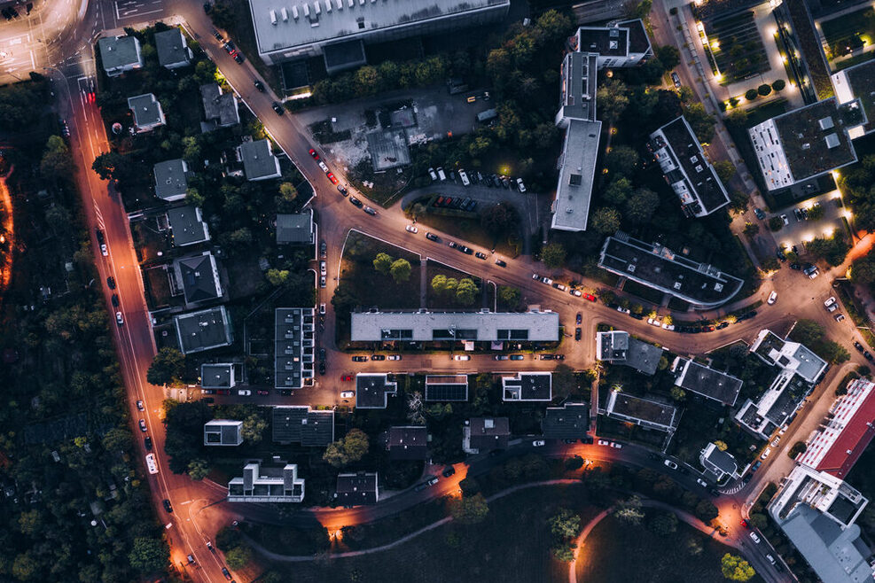 Luftaufnahme Weißenhofsiedlung bei Nacht