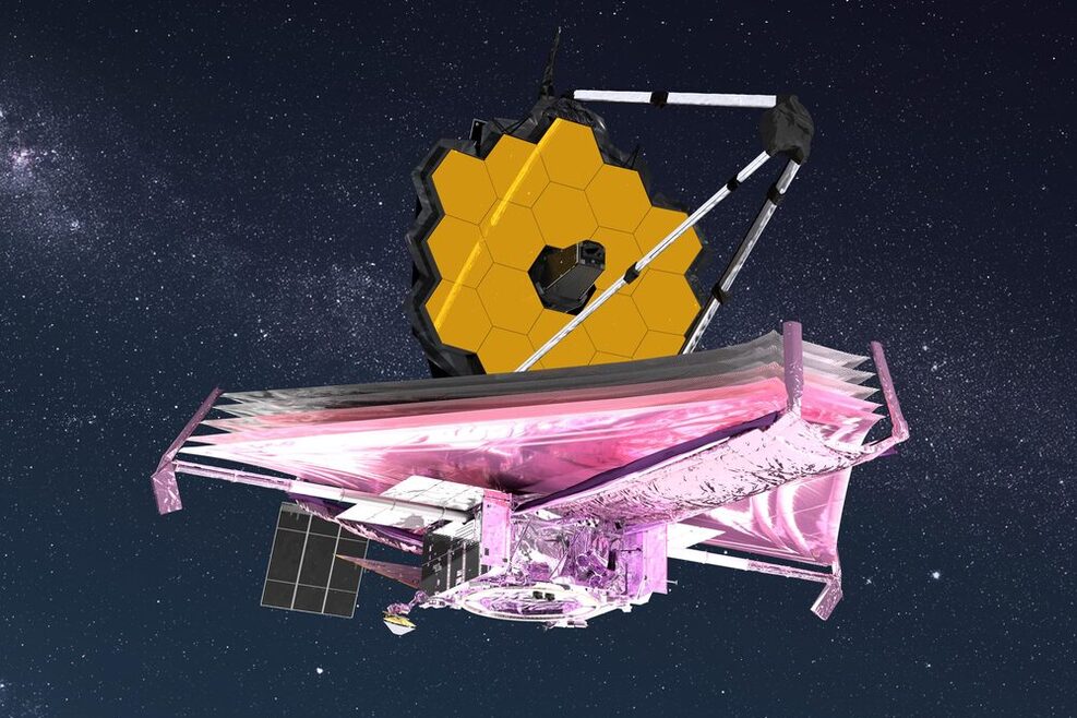 Das Bild zeigt das neue James-Webb-Weltraumteleskop