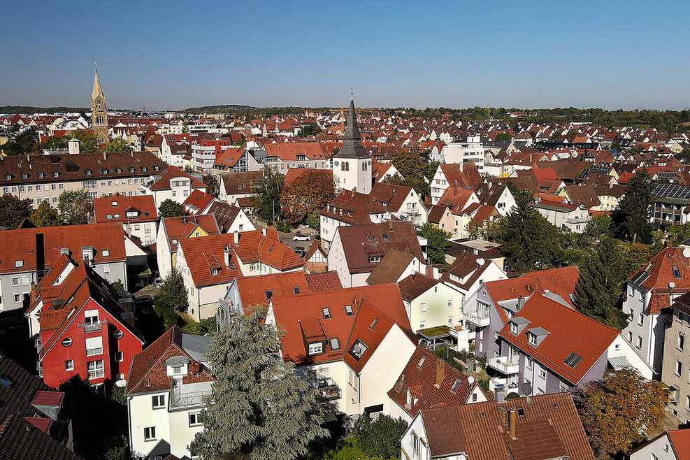 Blick über das Zentrum von Zuffenhausen