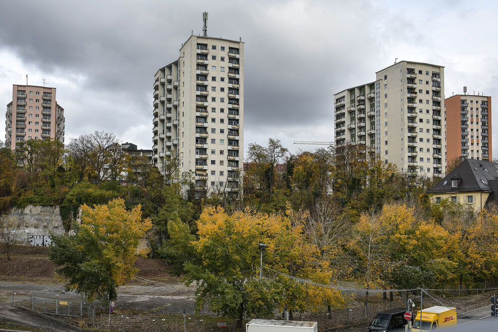Blick auf die Vonovia Mietshäuser in der Friedhofstrasse.
