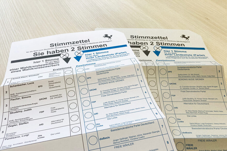 Stimmzettel zur Bundestagswahl