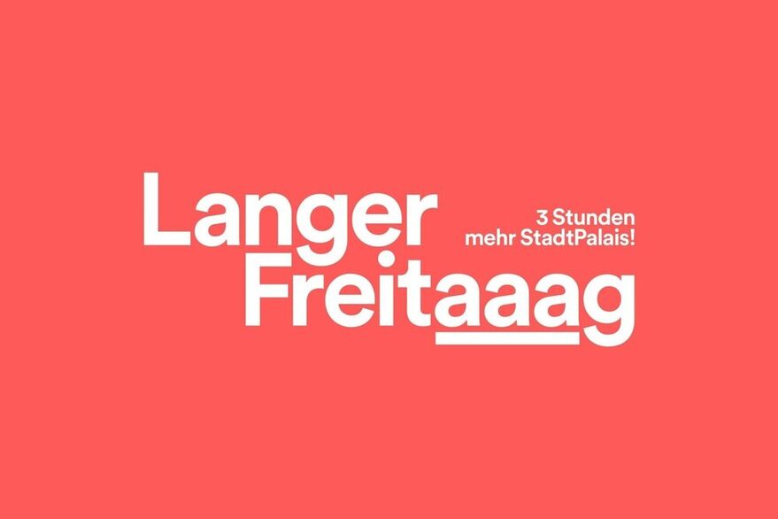 Text "Langer Freitaaag" auf orangenem Hintergrund.