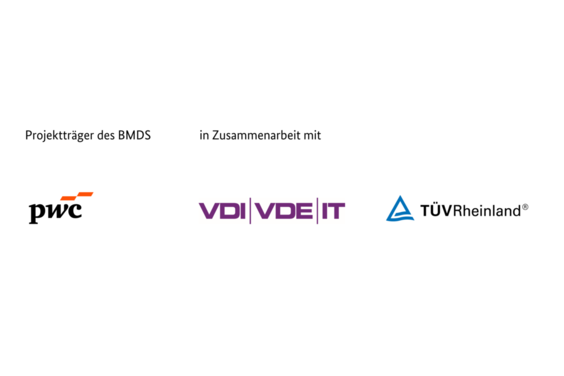 Logos der Projektpartner pwc, VDI, VDE, IT und TÜV Rheinland